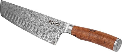 Route83 Signature Kamo Texas Chef's Knife Handmade Hammered Damascus American Walnut