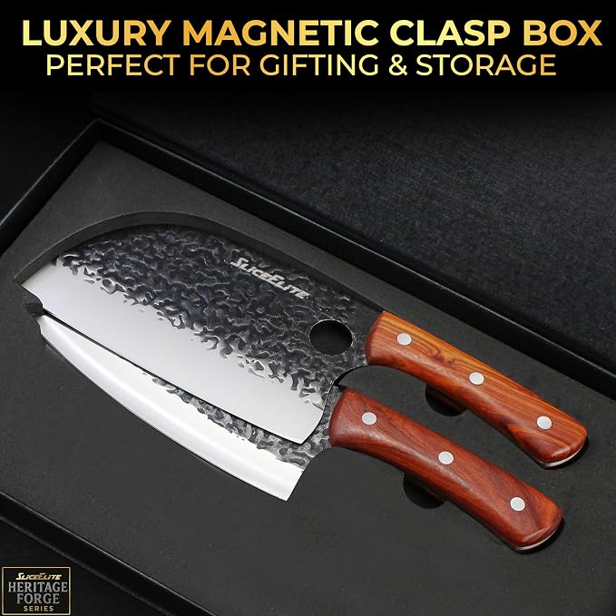 Hand-Forged Professional Butcher Knife (2 PC SET SERBIAN AND VIKING)