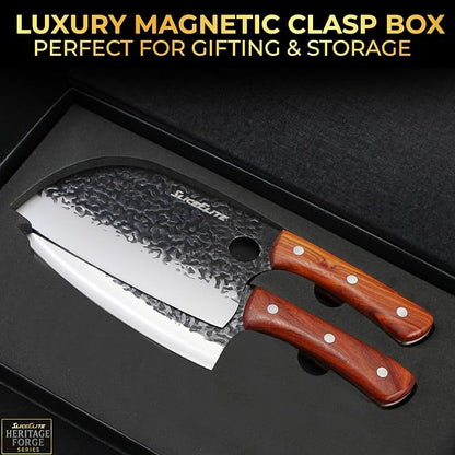 Hand-Forged Professional Butcher Knife (2 PC SET SERBIAN AND VIKING)