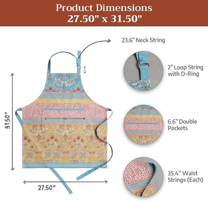 Maison d' Hermine 100% Cotton Apron for women with Pocket Kitchen Chef Apron for Men Cooking Spring Summer