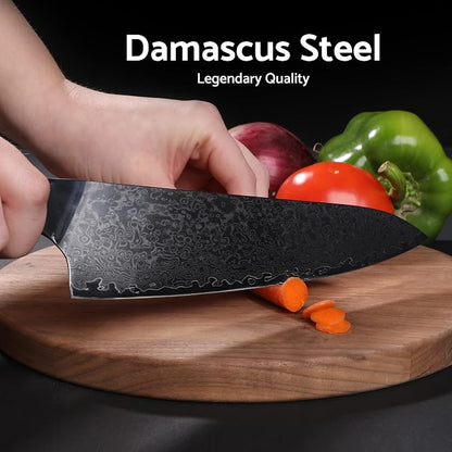 8” Chef Knife – VG10 Damascus Steel Kitchen Knife, Razor Sharp Professional Cooking Knife with Ergonomic G10 Handle, Luxury Gift Box & Sheath, Gift for Home Chefs