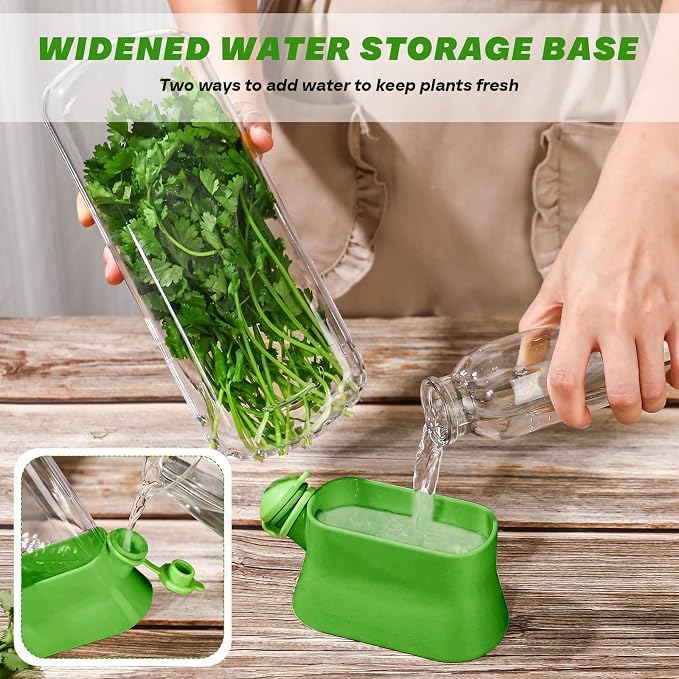 Baderke 2 Pieces Herb Saver for Refrigerator Fresh Herb Keeper Cilantro Container for Fridge Saver Pod for Cilantro, Parsley, Asparagus, Keeps Vegetables for 2-3 Weeks(Green)