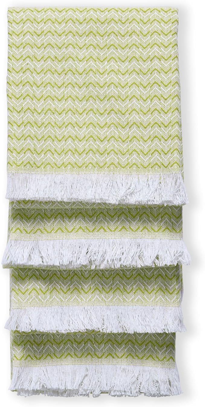 TWINY threads Kitchen Towel Chevron Weave, 4 Pack, Premium Large 100% Cotton Kitchen Linen Set, Absorbent Quick Drying Dish Rags for Drying Dishes, Multi Purpose Washable Towel, 16"x26", Lemon Green