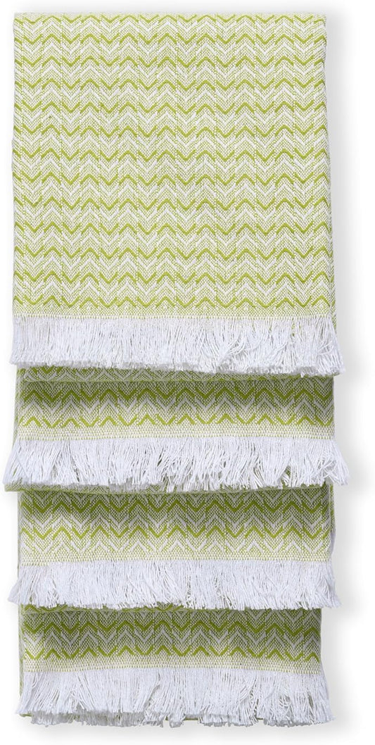 TWINY threads Kitchen Towel Chevron Weave, 4 Pack, Premium Large 100% Cotton Kitchen Linen Set, Absorbent Quick Drying Dish Rags for Drying Dishes, Multi Purpose Washable Towel, 16"x26", Lemon Green