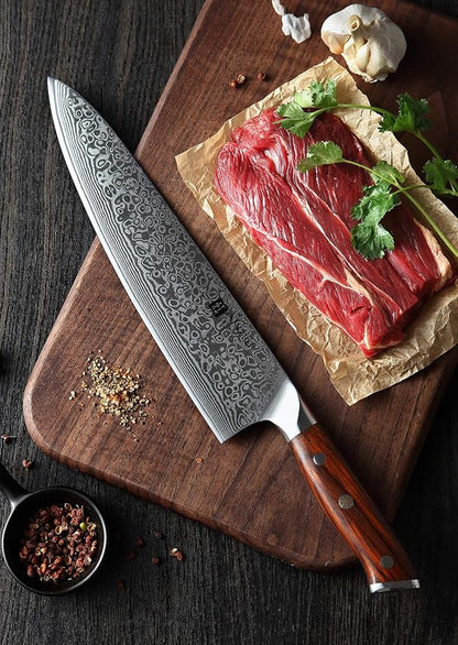 XINZUO 10 Inch Damascus Chef Knife Kitchen Knife Sharp Gyuto Knife Stainless Steel Fashion Professional Chef's Knife with Rosewood Handle
