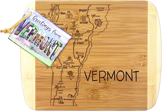 Totally Bamboo A Slice of Life Vermont State Serving and Cutting Board, 11" x 8.75"