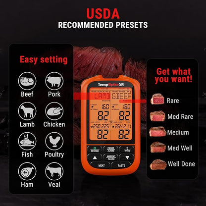 TempPro TempSpike 2000FT Wireless Meat Thermometer Digital with 2 Ultra-Thin Meat Probe, Grill Thermometer Wireless for Smoker, BBQ, Grill, Turkey Kitchent Gift for Dad Husband (Previously ThermoPro)