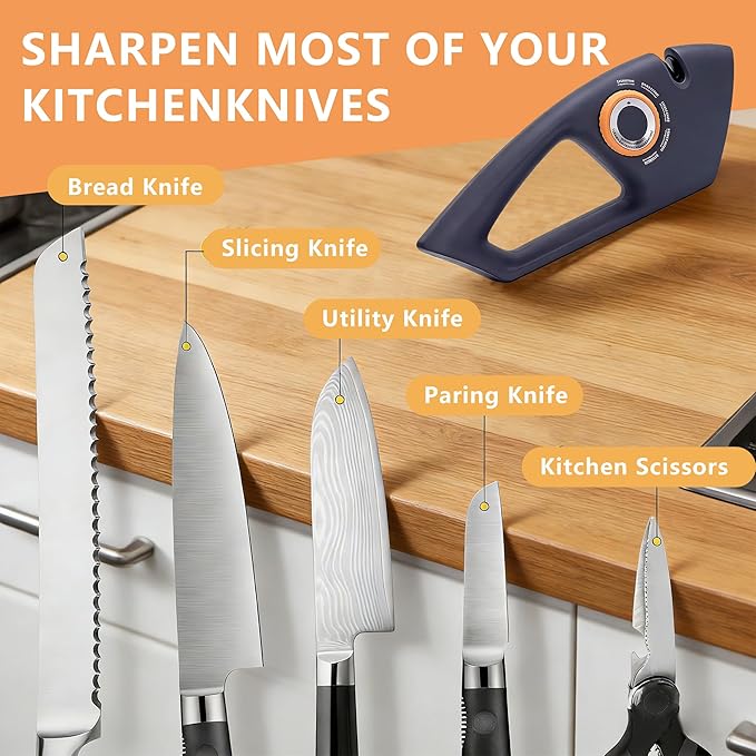 5 in 1 Versatile Manual Knife Sharpener, 5 Stages Knife Sharpeners Professional Chef's Kitchen Knife Accessories, Kitchen Blade & Scissors Sharpening Tool, Easy to Use, for Kitchen Knife