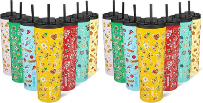 BJPKPK 30oz Insulated Tumbler With lid And Straw Stainless Steel Tumblers Travel Coffee Mug Reusable Thermal Cup,Hawaii Fruits-Yellow (Pack of 2)
