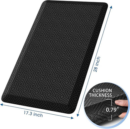 Mattitude 4/5 Inch Thick Kitchen Mat Cushioned Anti-Fatigue Floor Mat Water Resistant Non-Slip Mats and Rugs Standing and Comfort Desk Mats for House Sink Office Laundry (Black, 17.3"x28")