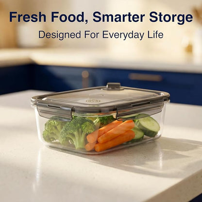 BPA-Free Plastic Airtight Food Storage Containers with Vented Lids, 2-Pack (5.9 Cups Each) for Meal Prep and Leftovers