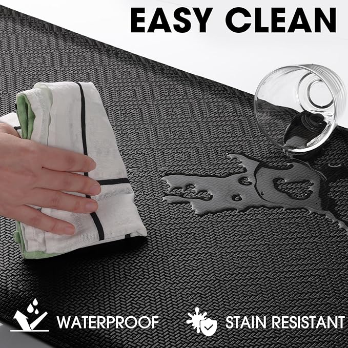 Mattitude 4/5 Inch Thick Kitchen Mat Cushioned Anti-Fatigue Floor Mat Water Resistant Non-Slip Mats and Rugs Standing and Comfort Desk Mats for House Sink Office Laundry (Black, 24"x70")