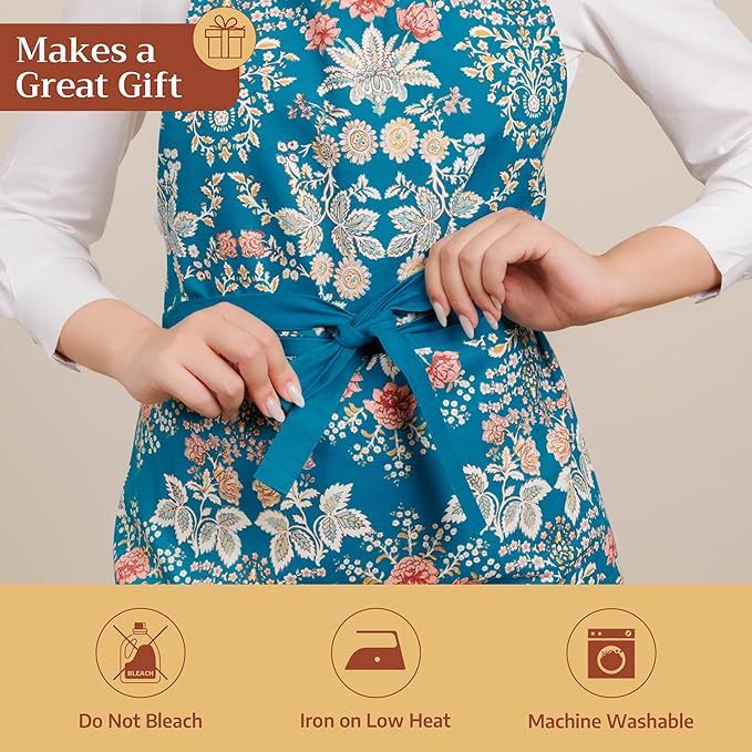 Maison d' Hermine 100% Cotton Apron for women with Pocket Kitchen Chef Apron for Men Cooking Spring Summer