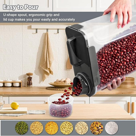 Komzon Rice Storage Containers, Airtight Cereal Containers Storage, BPA Free Rice dispenser for Flour, Pasta, Grain and Baking, Pet Dog Cat Bird Food Container 20lb+ 10lb Grey