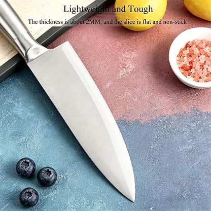 Professional 9-Piece Kitchen Knife Set with Acrylic Block - Non Stick Sharp Stainless Steel Chef Knives with Sharpener,Gift for Home Kitchen Women