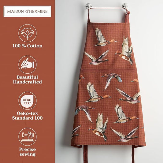 Maison d' Hermine 100% Cotton Apron for women with Pocket Kitchen Chef Apron for Men Cooking Spring Summer