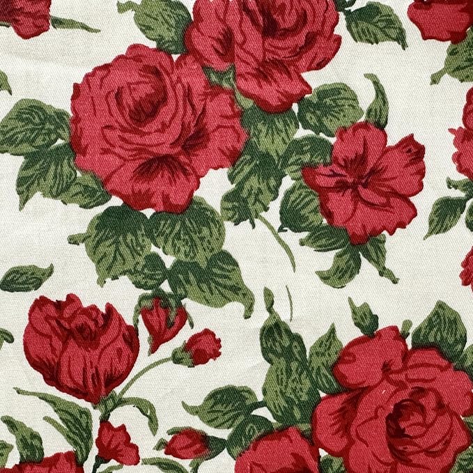 DMFR Red Floral Fabric Squares 5x5 Inch, 42 Pcs 100% Cotton Charm Packs for Quilting, Red and White Precut Quilt Squares for Patchwork, Sewing, Doll Clothes, Scrapbooking and DIY Crafts