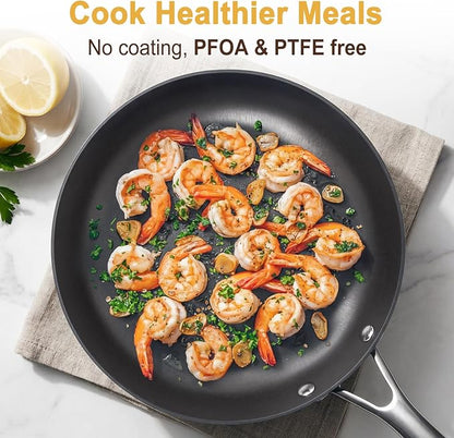 10.25" Lightweight Cast Iron Skillet – Smooth Polished Frying Pan with Rust-Resistant Nitrided Finish for Searing, Frying & Sautéing