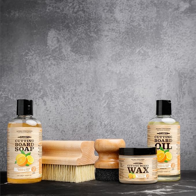 CLARK'S Cutting Board Organic Soap - Cleaner for Butcher Block, Countertop and Utensils - Enriched with Natural Orange & Lemon Extracts - Cleans and Restores Wood - Use Before Food Safe Mineral Oil