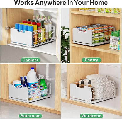 iSPECLE Pull Out Cabinet Drawer - For (12" - 36") Wide Cabinet, No Drilling Ideal for Renter, Easy Slide Out Access Items No More Digging, Large Capacity Store More for Kitchen Pantry Bathroom, 1 Pack