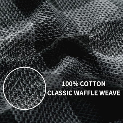 Homaxy 100% Cotton Waffle Weave Check Plaid Kitchen Towels, 13 x 28 Inches, Super Soft and Absorbent Dish Towels for Drying Dishes, 4-Pack, Black & Grey