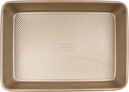 David Burke 13x9 Oblong Baking Pan – Carbon Steel, Non-Stick, PFTE & PFOA Free, Oven Safe with AirFlow Baking Technology – Bronze
