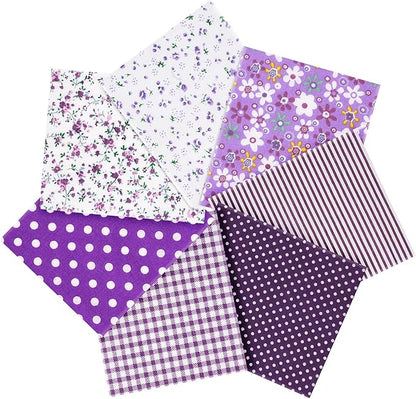 Ainiv 7pcs 19.68"x19.68" 100% Cotton Quilting Fabric, Fabric Bundles Squares, Floral Precut Fat Squares Patchwork for Quilting, Sewing, DIY Crafts, Mask, Purple