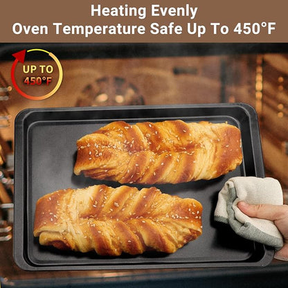Beasea Baking Sheet 2 Pack, 10x14.6 Inch Cookie Sheet Nonstick Carbon Steel Baking Sheet for Oven Pans Baking Tray Cooking Sheets Black