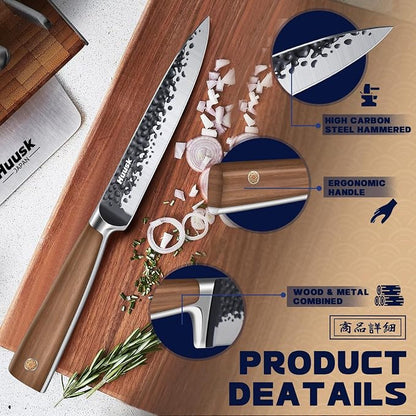 Huusk Kitchen Utility Knife 5.5" Paring Knife Ultra Sharp High Carbon Steel Tomato Knives Japan Chef Knife Multipurpose Kitchen Knife for Fruit and Vegetable with Premium Present Box
