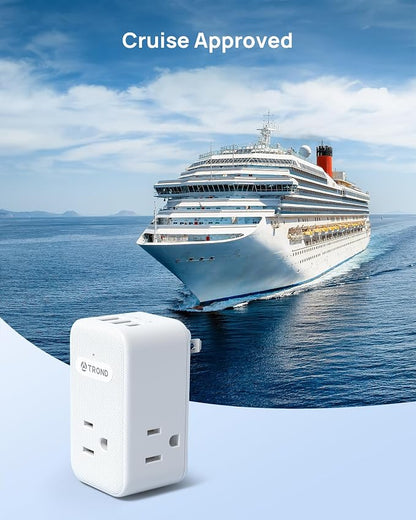 TROND 2 Prong to 3 Prong Outlet Adapter with 360 Rotating Plug, 3 AC Power Splitter with 2 USB C PD20W, Travel Plug Adapter for US to Japan, Wall Outlet Extender for Old House Travel Essentials