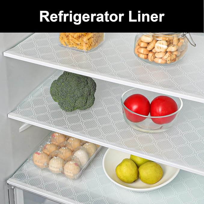 Cooyes Shelf Liner for Kitchen Cabinets Waterproof Kitchen Cupboard Liner Plastic Drawer Mats EVA Material Non Adhesive Fridge Mats for Shelves（17.5" W x 198" L）