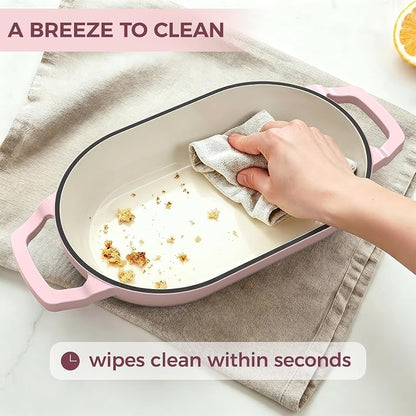 Enameled Cast Iron Sourdough Bread Oven, Wildone 5.5QT Cast Iron Dutch Oven for Homemade Bread Baking, Bread Pan with Lid & Cotton Potholders, Pink
