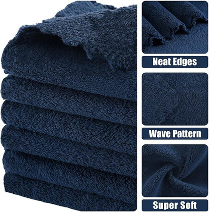 Kitinjoy 24 Pack Kitchen Cloths Dish Towels (10" x 10", Navy Blue), Super Soft and Absorbent Dish Cloths, Nonstick Oil Fast Drying Coral Velvet Microfiber Cleaning