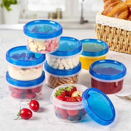 Soelomu 8 oz Freezer Storage Containers with Twist Top Lids, 10 Pack Reusable Meal Prep Containers Plastic Stackable Food Storage Containers for Sauce, Salad, Leftover, Oats