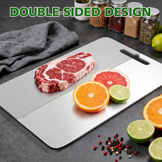 Titanium Cutting Board Cutting Boards for Kitchen Double Sided Pure Titanware Cutting Board Hygiene Durable Dishwasher Safe Food-Grade Metal Chopping Boards Non Toxic 3 PCS