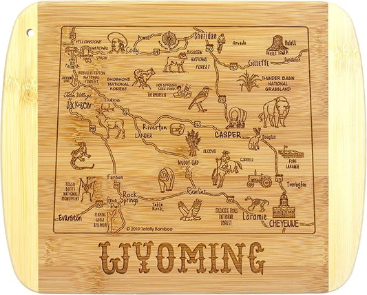 Totally Bamboo A Slice of Life Wyoming State Serving and Cutting Board, 11" x 8.75"