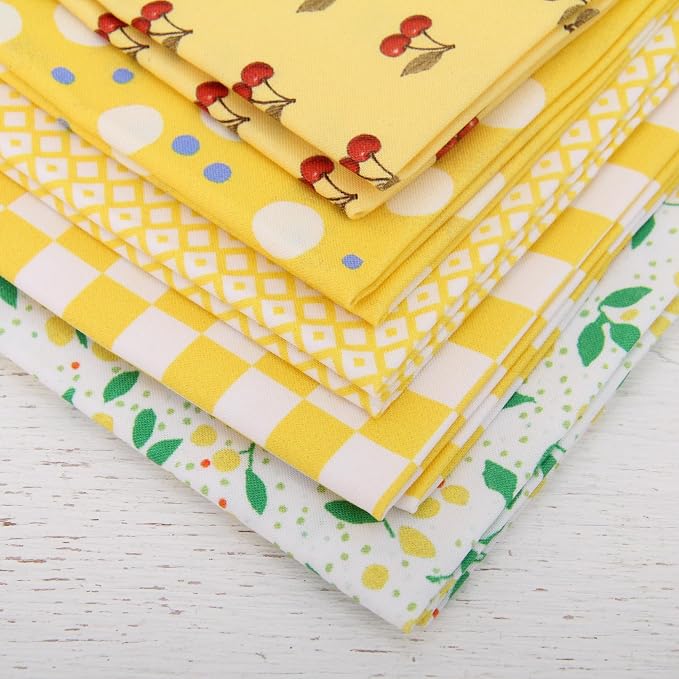 Threadart Exclusive 5 Fat Quarter Bundles - Yellow Confetti Brights Collection 100% Cotton Fabric - Premium 100% Cotton Quilting Fabric - No Duplicates - Full Size Fat Quarters 18"x21" - Yellow