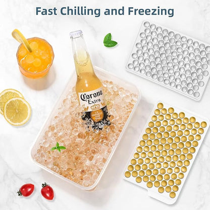 WIBIMEN Mini Ice Cube Trays, 0.55” Tiny Pebble Ice for Iced Coffee & Cocktails, Fast Chill, Easy Twist Release, Stackable with Lid & Storage Bin (4 Pack, White)