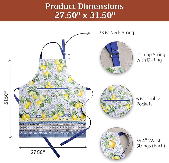 Maison d' Hermine 100% Cotton Apron for women with Pocket Kitchen Chef Apron for Men Cooking Spring Summer
