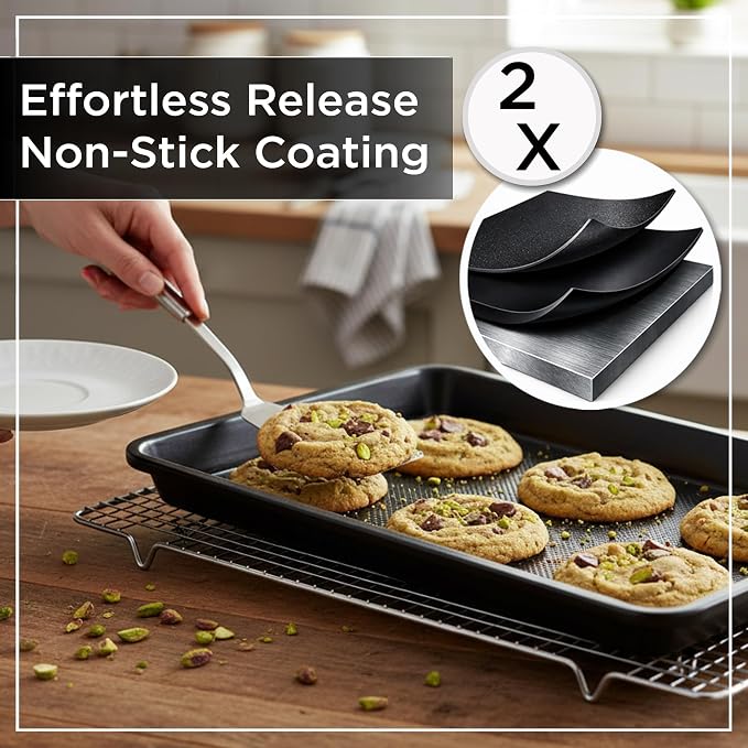 Wrenbury Quarter Sheet Pan - Carbon Steel Non-Stick ¼ Cake Baking Tray - Non Toxic Cookie Pan for Traybake - 13” x 9”