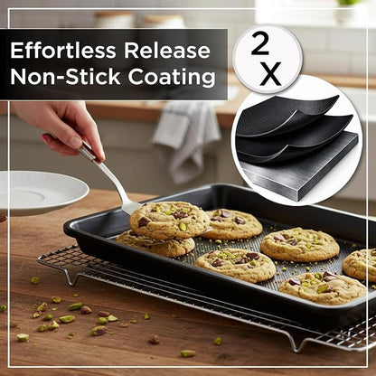 Wrenbury Quarter Sheet Pan - Carbon Steel Non-Stick ¼ Cake Baking Tray - Non Toxic Cookie Pan for Traybake - 13” x 9”