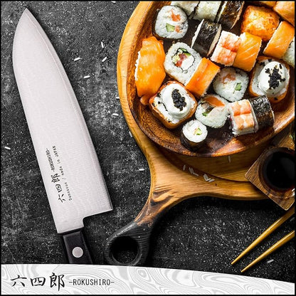 Santoku Knife 6.7-Inch (170mm), 37-Layer VG10 Damascus Hammered Kitchen Chef Knife, High Carbon Stainless Steel Forged Blade
