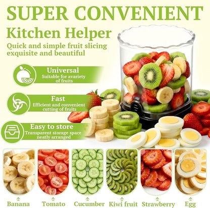 Hendiy Strawberry Slicer with Stainless Steel Blades | Egg & Fruit Slicer Cup for Banana, Cucumber, Mushroom | ABS Detachable Kitchen Gadget - Precision Berry Cutter Tool (Black, 1-Pack)