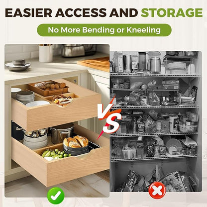 Pull Out Drawers for Cabinet 14.5" W x 22" D x 4.5" H Wood Slide Out Organizer and Storage Kitchen Cabinet Drawers Slide Out Shelves Pull Out Shelves in Kitchen Pantry Bathroom with Soft Close
