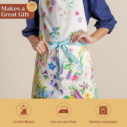 Maison d' Hermine 100% Cotton Apron for women with Pocket Kitchen Chef Apron for Men Cooking Spring Summer