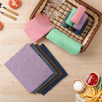 Homaxy Dish Cloths 12 Pack-7" x 9", Coral Velvet Microfiber Cleaning Cloth, Nonstick Oil Fast Dry Dishcloths