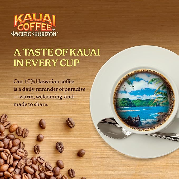 Kauai Coffee Ground Coffee – Smooth, Rich, Medium Roast – Light Floral Notes, Bright Aroma – Arabica Coffee, 10% Hawaiian with No Bitterness – Koloa Estate, 1 Pack of 10oz