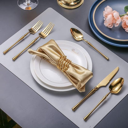 Lemeya 20 Piece Glossy Gold Silverware Set,18/10 Stainless Steel Flatware Set Service for 4,Unique Cutlery Set with Canton Tower Handle,Forks Spoons and Knives Set,Mirror Polished,Dishwasher Safe