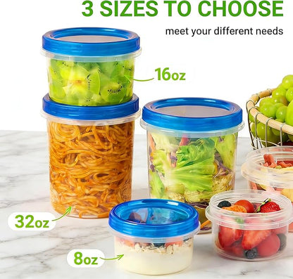 Soelomu 8 oz Freezer Storage Containers with Twist Top Lids, 10 Pack Reusable Meal Prep Containers Plastic Stackable Food Storage Containers for Sauce, Salad, Leftover, Oats