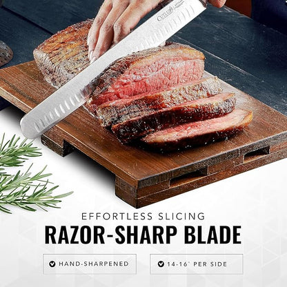 Cutluxe Carving Knife Set for BBQ & Brisket – Razor Sharp German Steel Slicing and Boning Knife for Meat Cutting, Full Tang & Ergonomic Handle, Fathers Day Gift For Dad – Artisan Series